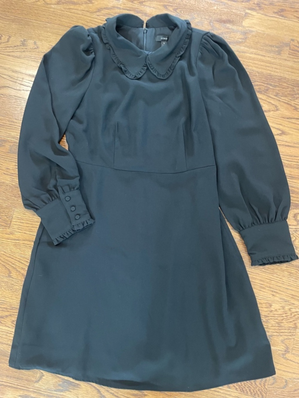J Crew Women’s Black Aline Collared Crepe Dress Size 8
